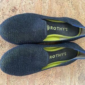 Rothy’s loafer size 8 dark blue with lime accents